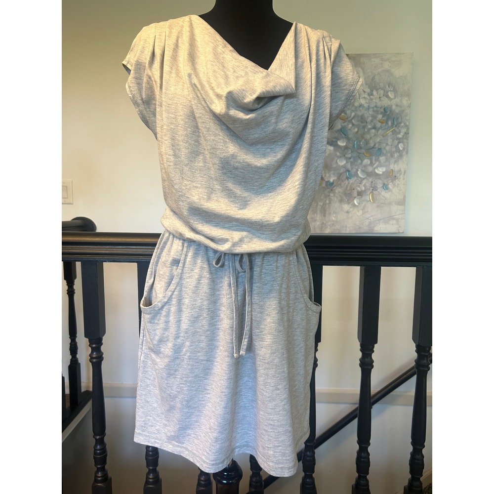 The North Face Womens Grey Cowl Neck Drawstring Waist Jersey Knit Dress Size‎ M